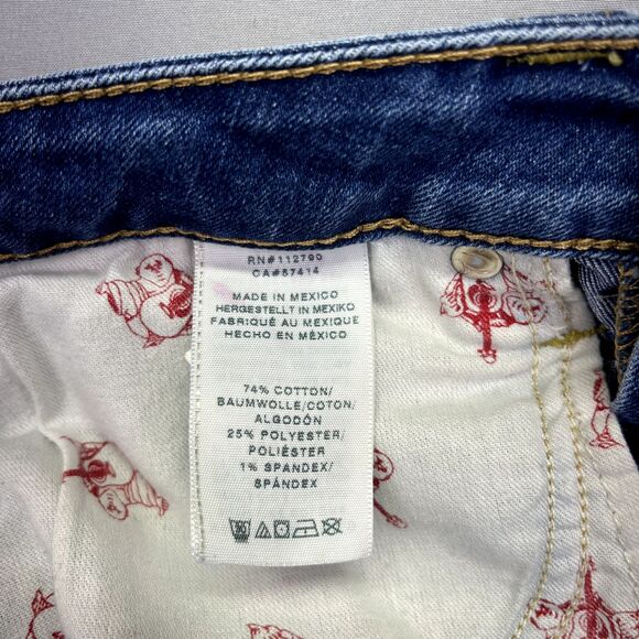 True Religion Jeans Womens 29 Blue Denim Flat‎ Front Pockets Slim Straight - Picture 14 of 16
